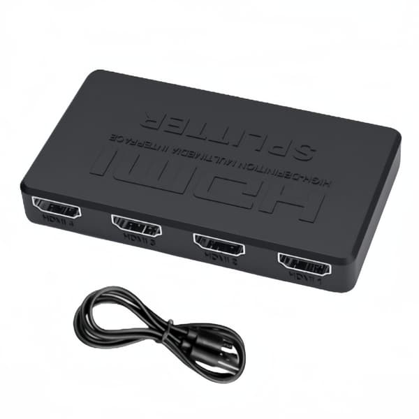 HDMI-splitter 1 in 4 ut Stöder duplicering/spegling av 1 källskärm till 4 HDMI-skärmenheter, 4-portars HDMI-splitters