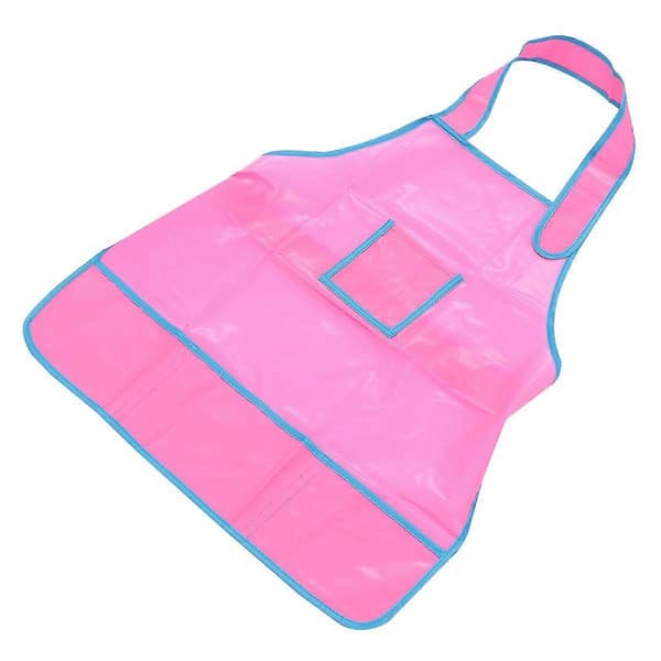 Børnekunstforklæde Håndværksforklæde Smock Malerforklæde Elevkunst Bageforklæde Tegneforklæde (Pink) Pink 48X47X0.2cm