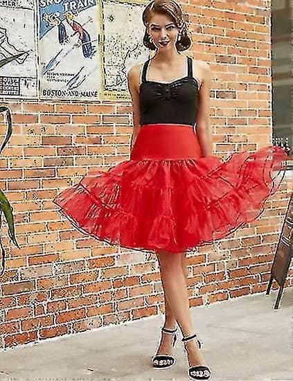 50'er underkjole Rockabilly kjole Crinoline Tutu underkjoler til kvinder - Snngv Red M
