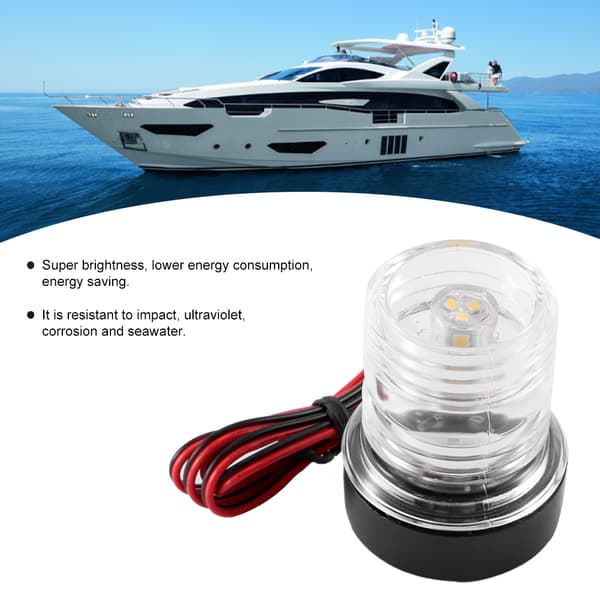 Signallampe 360° LED Vandtæt Båd Navigation Ankerlys 12V Hvid