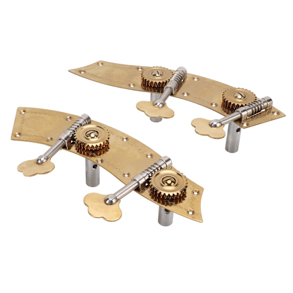 2 stk. basstemmeskruer, dobbelt metalstemmer, dobbelt maskinhoved, reservedel, åben gearknap, guld