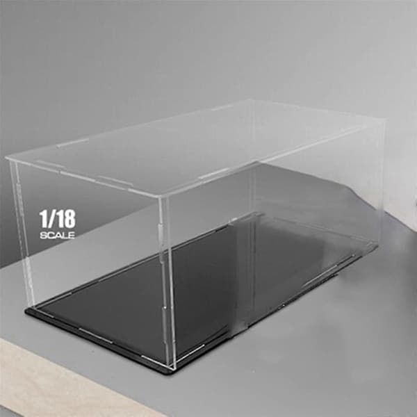 2X Transparent Leksaksbilsmodell Varm Dammtät Display Skyddslåda, Lämplig för 1/18