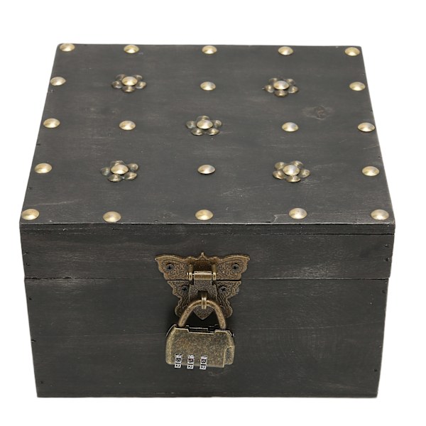 Retro Smyckeskrin Trä Elegant Halsband Armband Organizer Fodral med Lås Heminredning