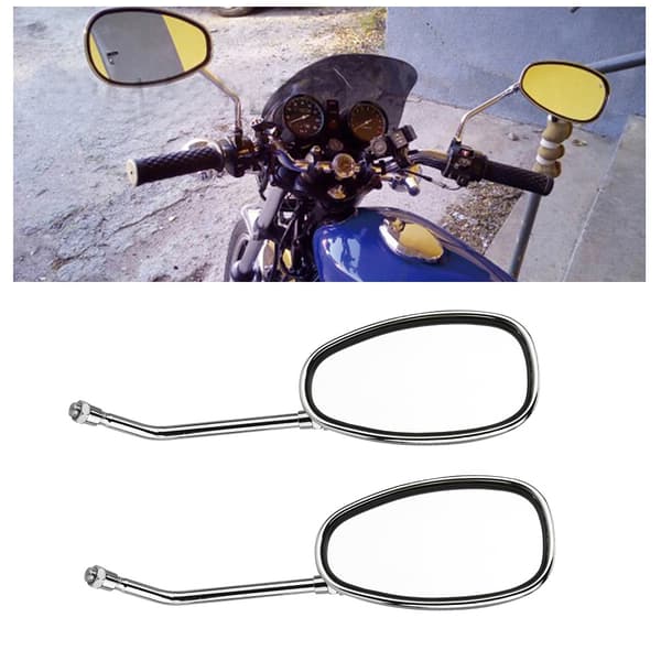 2 stk. Sæt Motorcykel Sort l bar & R Bar Retro Sidespejl 10mm