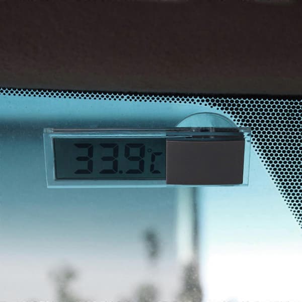 Mini digital bilelektronisk klocka / transparent LCD-skärm digital termometer med sugkopp universell bildekor A