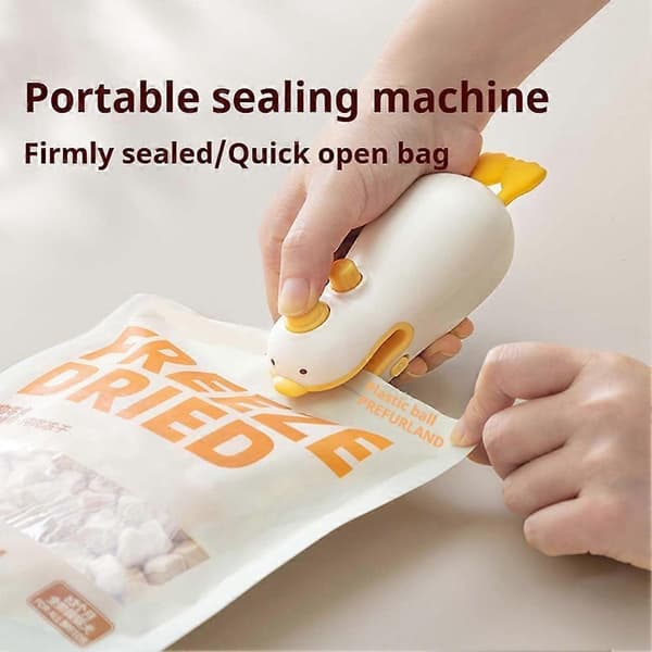 3-i-1 Mini Påsförseglare Uppladdningsbar Påsförseglare Värmeförsegling Mini Påsförseglingsmaskin för Plastpåsar Snackpåsar Keltainen & valkoinen