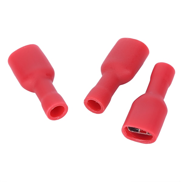 1000 stk. FDFD1-250 PVC Fuld Isoleret Hun Terminal Ledningsstik Terminal Kit Rød