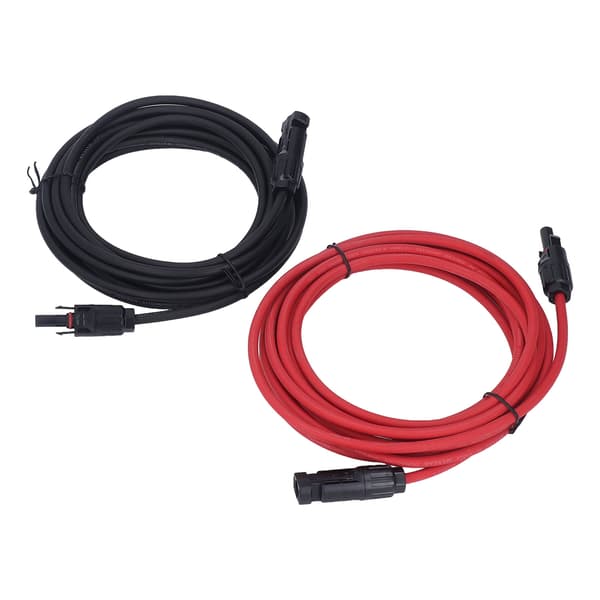 2 stk. 12AWG 4mm² Solpanel Forlængerkabel Sort Rød Solar Adapter Forlængerkabel med Hun Han Stik 1000VDC 5m / 16.4ft