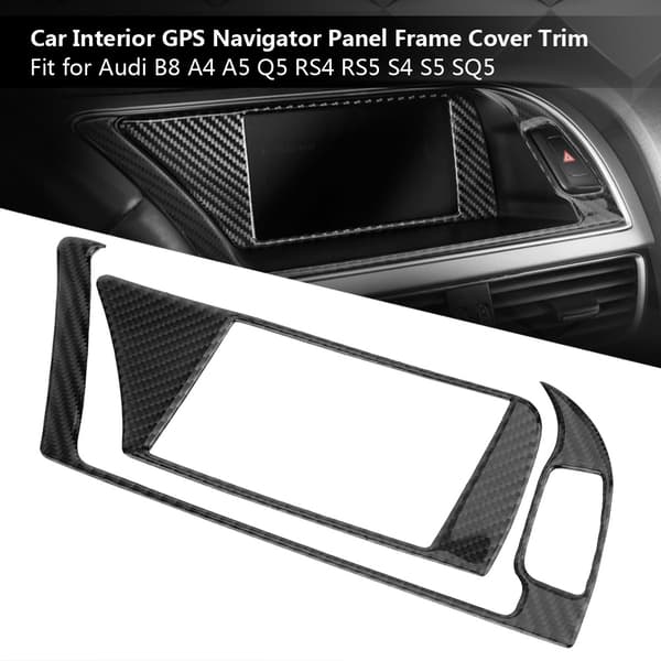 Carbon Fiber Bil Interiør GPS Navigator Panel Ramme Cover Trim til Audi B8 A4 A5 S4 S5