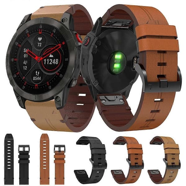 【03】Garmin EPIX Gen 2 22mm nahkainen terässolki ranneke Black