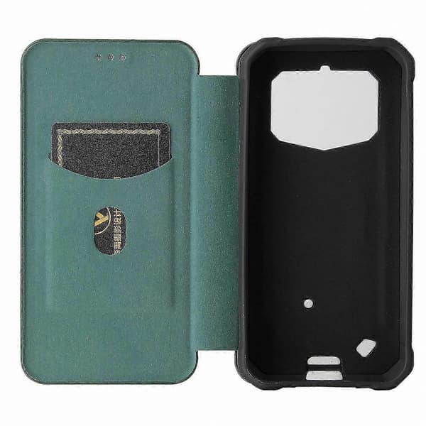 Flipcover med kulfiberstruktur og kortplads til robuste smartphones Green