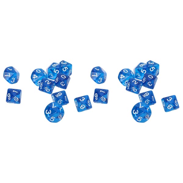 20 stk. Digitale Terninger 10-sidede Transparente Klare Tal Undervisningsterninger Sæt til Brætspil Børn Matematik Læring Blå