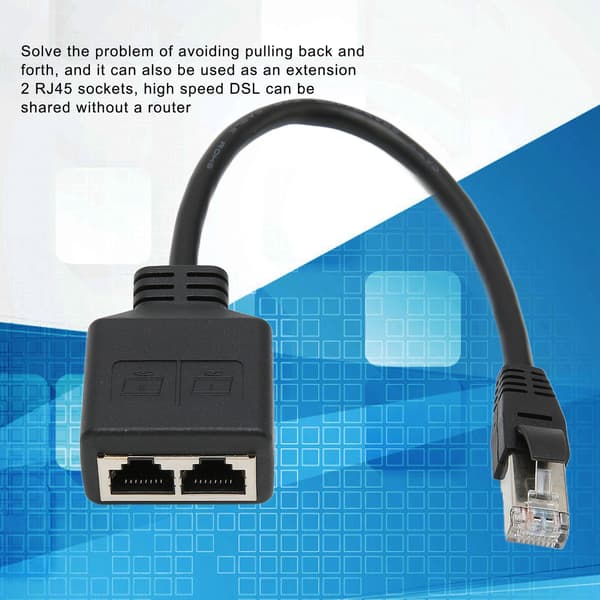 Fremragende 1 til 2 Port RJ45 Ethernet Adapter Kabel Forlænger til CAT7 Netværk