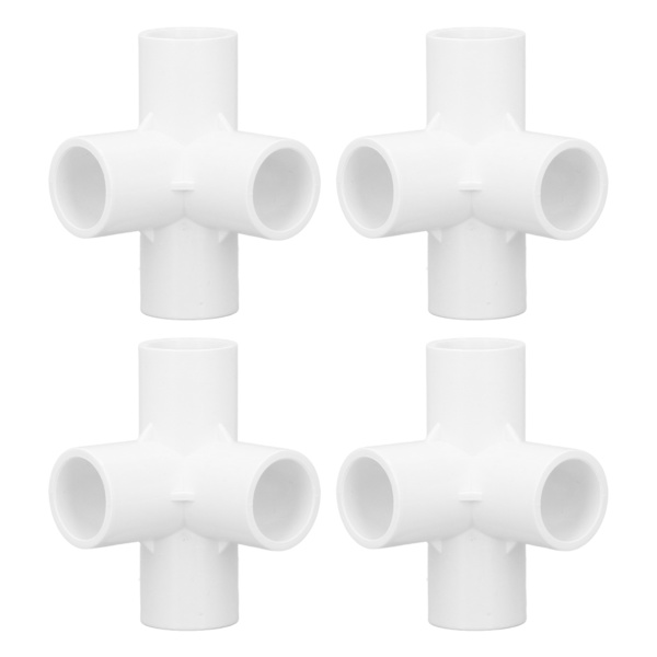 10 stk. 4-vejs PVC-fittings albue rørforbindelse 25 mm udløbssæt til møbelforbindelse hvid