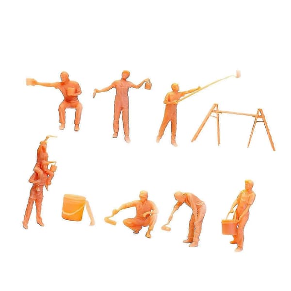 9x Mini 1/64 Resin Malerfigurer Dekoration Model Samlerobjekter Tilbehør