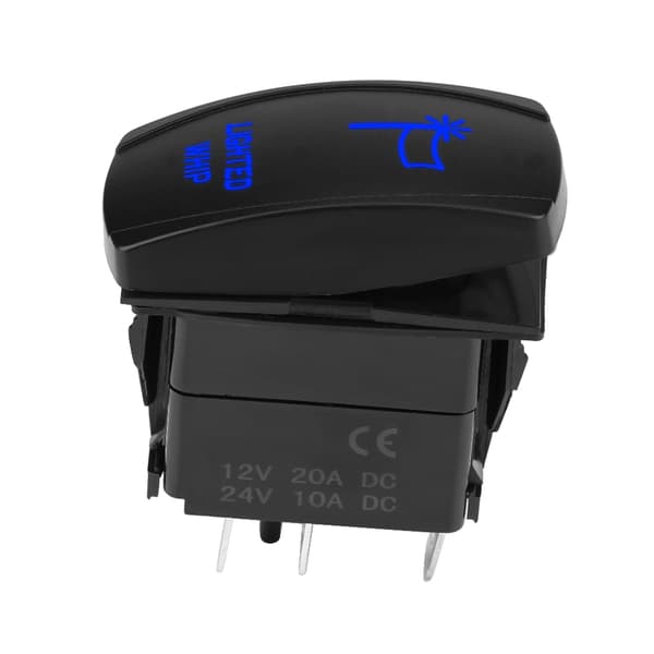 5-benet laserbelyst vippekontakt On Off LED-lys 12V-20A 24V-10A (blå)