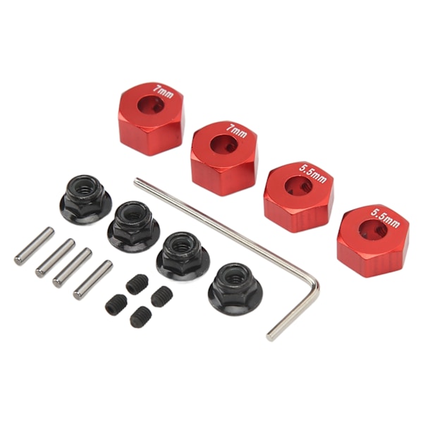 RC hjulnav hex aluminiumlegering 12 mm diameter 5,5 mm 7 mm tykkelse tilbehørssæt