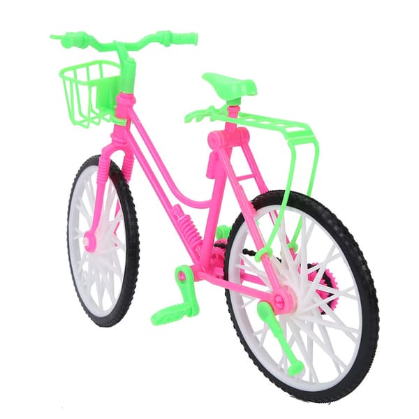 Legetøjs Cykel i Plastik med Kurv til Pin Dukke Udendørs Tilbehør