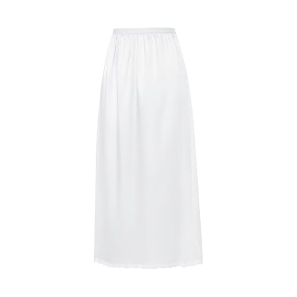 Underkjole med blonde, lang, elastik i taljen, dameunderkjole i satin White XXL