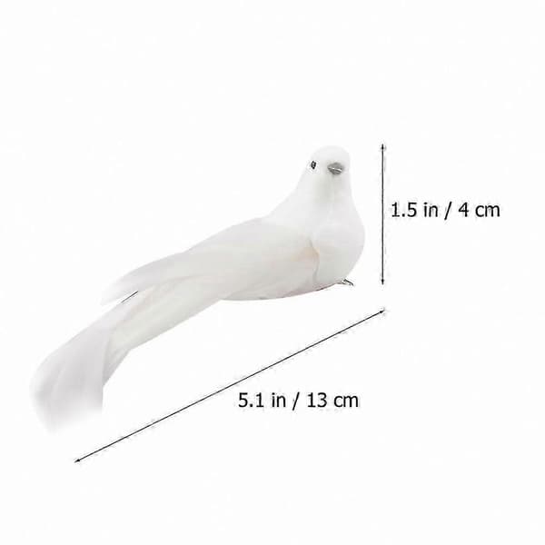 Sæt med 12 hvide kunstige fugle til jule- og havepynt White 13X3cm