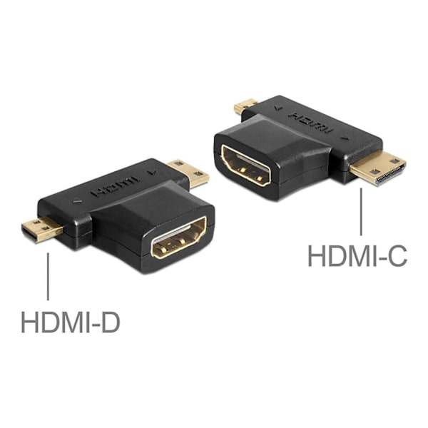 2 stk. Micro HDMI Han Mini HDMI Han til HDMI 1.4 Hun 90 Grader 2 i 1 Combo Adapter