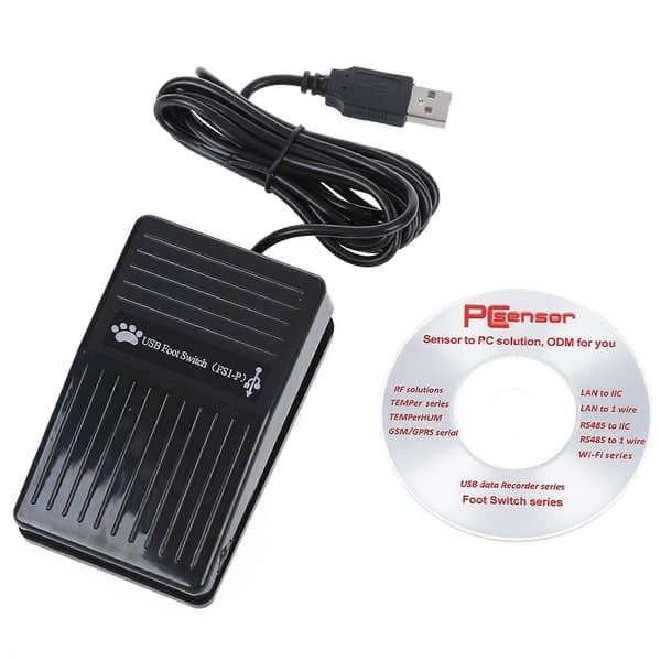 2X USB-fodpedalafbryder til tastaturfunktion til pc-computerspil PCsensor-fodpedal USB HID-pedal Black
