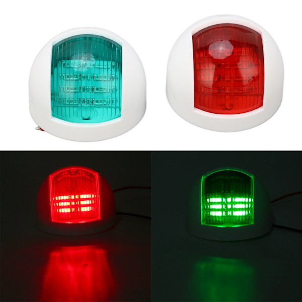 Par af afrundede vandtætte sidelys signal lamper rød + grøn LED navigationsadvarselslys 12V