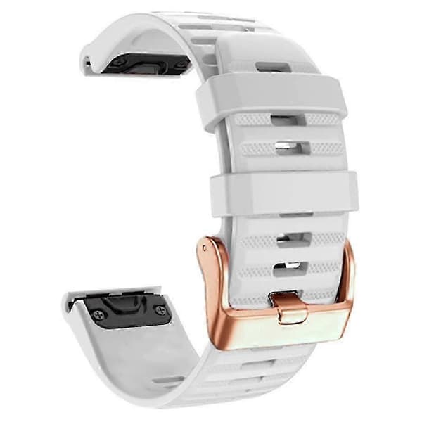 Urremme til Garmin Fenix 7s / 6s Pro / 5s Plus / Instinct 2s, silikone 20 mm rem med vandrette striber og rosaguldspænde -XN White