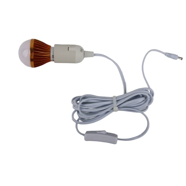 E27 Kugleformet Pære Spiral LED Solcelle Hvidt Lys til Campingtelt 12V 5W med 3 meter DC-ledning