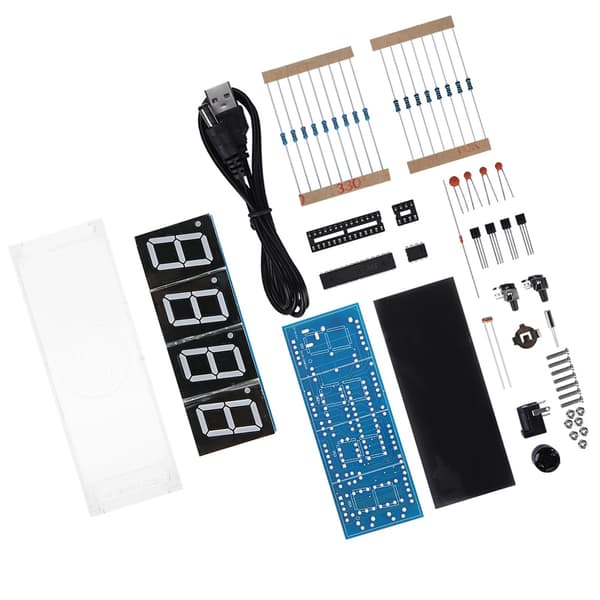 4-siffrig DIY Digital LED Klocka Kit Auto Visning Tid/Temperatur Elektronisk DIY Kit Klocka - Röd