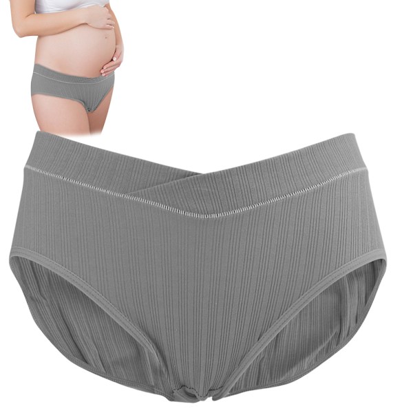 Gravid Kvinde Lav Talje Mave Støtte Åndbare Trusser Kvinder Blødt Elastisk Undertøj Grå XXL