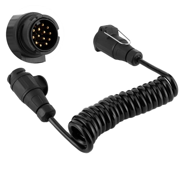 13-polet til 13-polet adapterkabel trailerstik forlænger spiralkabel til bil campingvogn autocamper