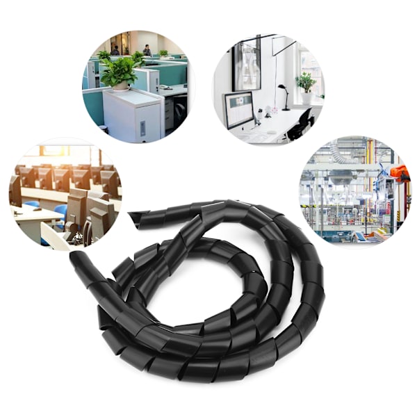 2-pakke Wire Protector Spiral PP Wire Kabelbeskyttelse Tilbehør Wire Sleeve Sort 25mm
