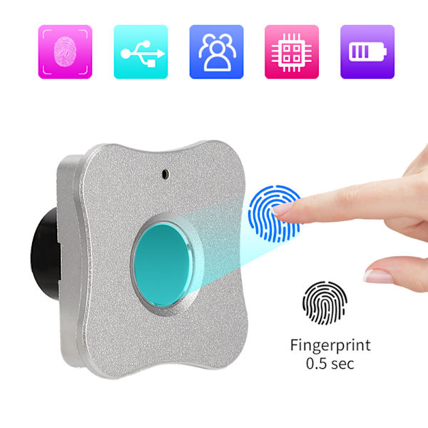 Smart Biometrisk Fingeravtryckslås Säkerhet Hemmakontor Låda Garderob Nyckellös Panel Silver