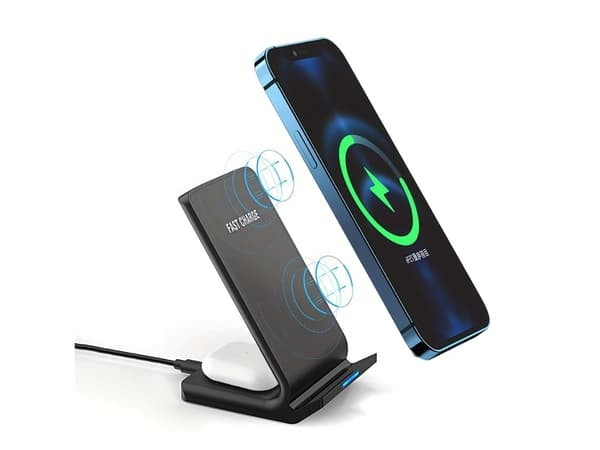 【03】2-i-1 Trådløs Hurtigoplader Til Telefoner Og Hovedtelefoner iPhone, Samsung, Xiaomi