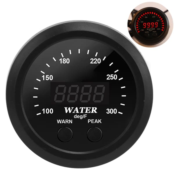 2,5 tommer Vandkøletemperaturmåler 100‑300℉ Digital Display Rød LED med Sensor Universal til Bil Lastbil