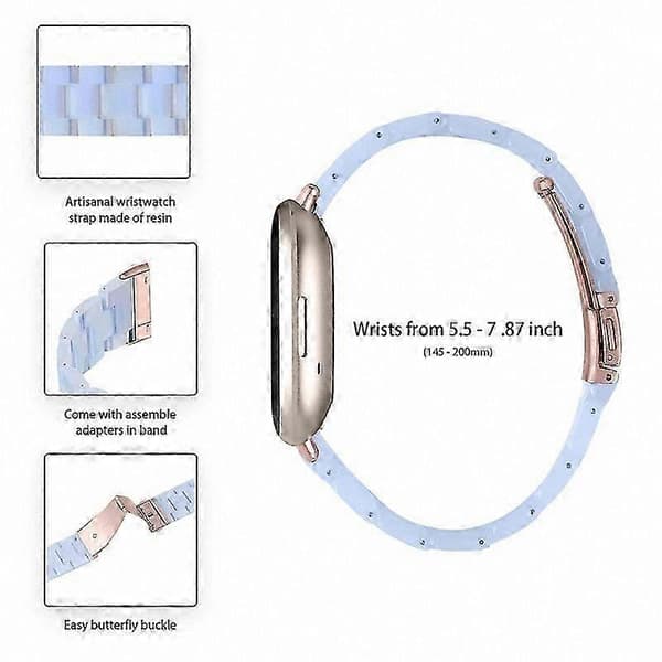 20 mm harpiksrem med spænde i rustfrit stål til Fitbit Versa 4/Sense 2 udskiftningsurrem Baby Blue