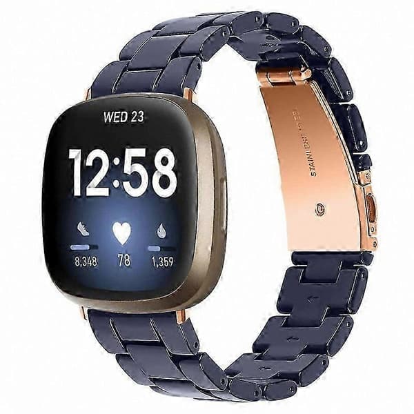 20 mm harpiksrem med spænde i rustfrit stål til Fitbit Versa 4/Sense 2 udskiftningsurrem Midnight Blue