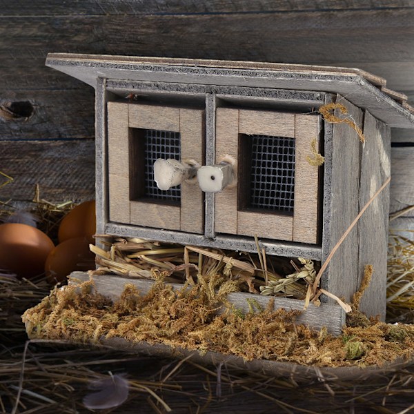 Miniature hønsehus til haven til 1/12 dukkehus tilbehør