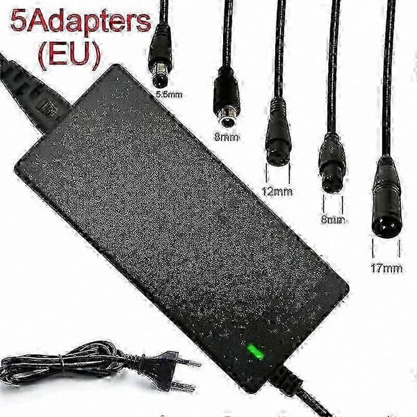 Universal lithium batterioplader 42V 2A til elcykler og scootere med 5 stik, strømforsyningsadapter EU Plug