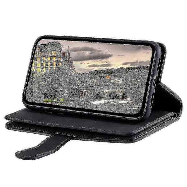 Til Honor Magic7 Lite/X9c 5G PU-læder lynlås pung etui med 9 kortpladser -NBB Black