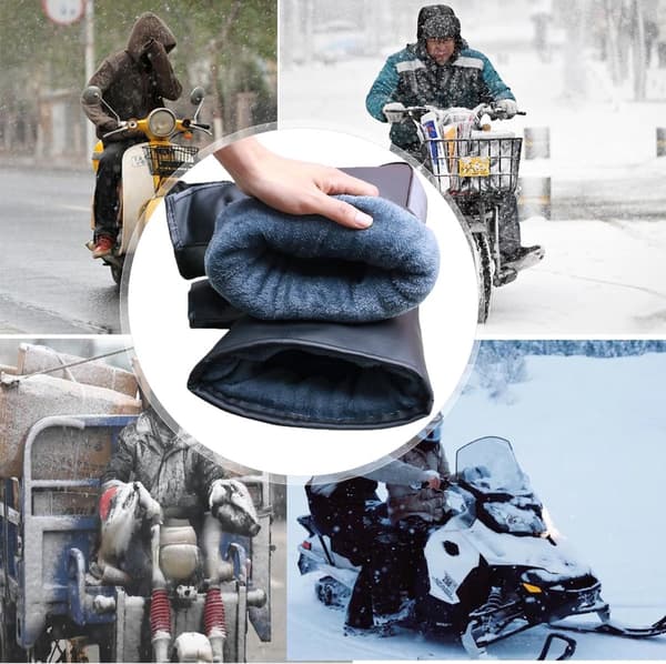 Motorcykelhandskar - vindtäta och varma - fleecefoder - bred öppning - förlängd vindtät dragsko - spänne