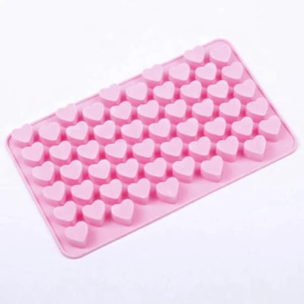 Pink silikone mini hjerteform – 55 hjerter til is, chokolade, bagning, isterninger
