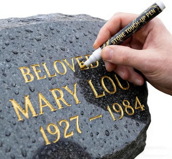 Gravsten Touch Up Pen, Vejrbestandig Fin Spids Guld Markør til Gravsten Granit Marmor Gravering, Guld