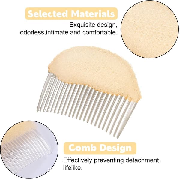 Usynlig Fluffy Hårklemme, 2 Stykker, Bikube Hårstylingverktøy, for Kvinner og Jenter, Beige