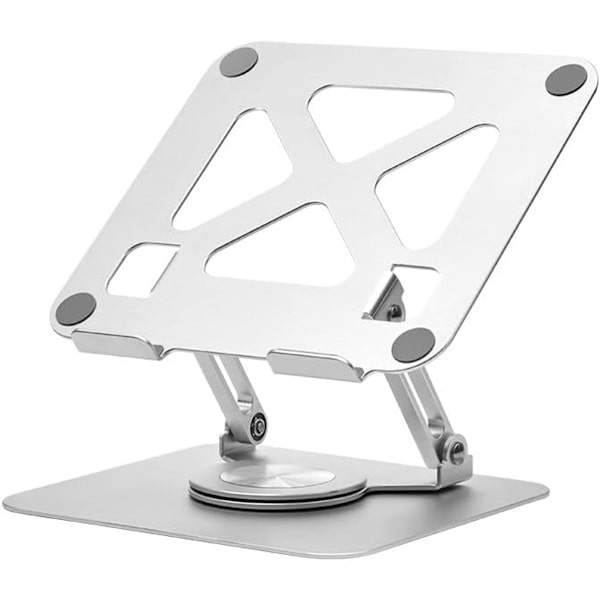 Sølv foldbart drejeligt laptopstativ – ergonomisk, højdejusterbart, til 10-17,3\" laptops