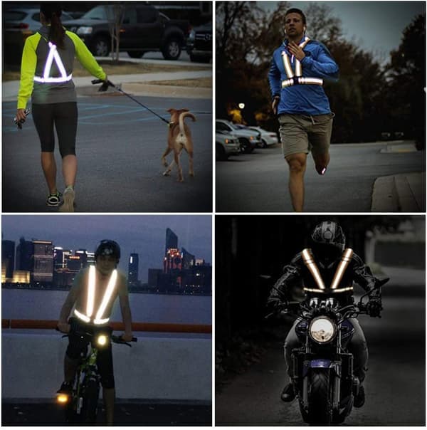 2-pack reflekterande säkerhetsvästar med hög synlighet, justerbar löparutrustning för cykling, jogging, promenader och nattträning, blå