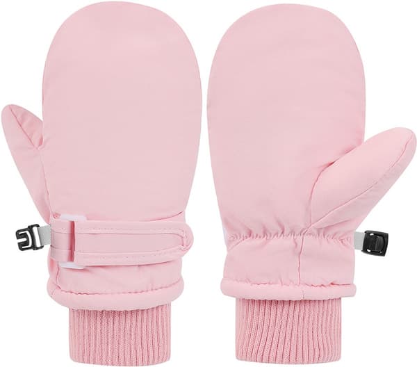 Vinterhandskar för barn, Vantar för barn, Varma barnhandskar, Skidhandskar, Flickvantar, för kallt väder, resor och dagligt vinterbruk, Rosa