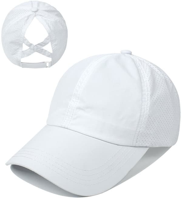 Solhat til kvinder - Baseballkasket med hestehale til kvinder - Hurtigtørrende sommerhat - Åndbart mesh - Krydshat