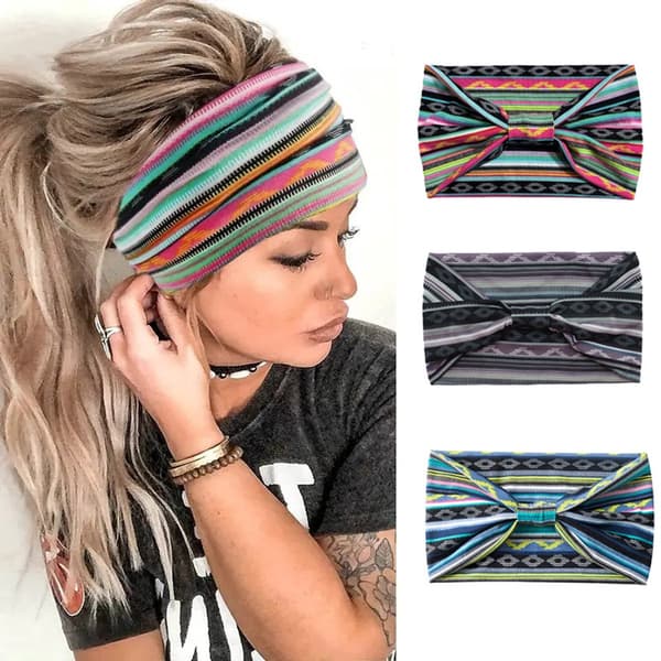 Dame Hårbånd - Hårbånd - Hårbånd - Sports Hårbånd Dame Bredt Hårbånd Elastisk - Bløde Boho Hårbånd